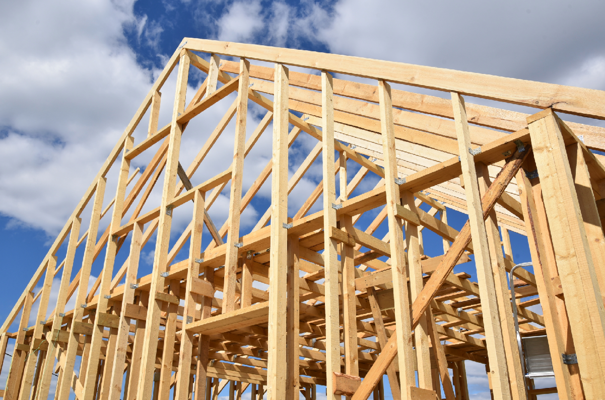 Wood framing of a house